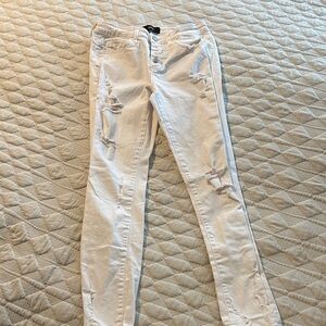 Women's Distressed White Ankle Jeans